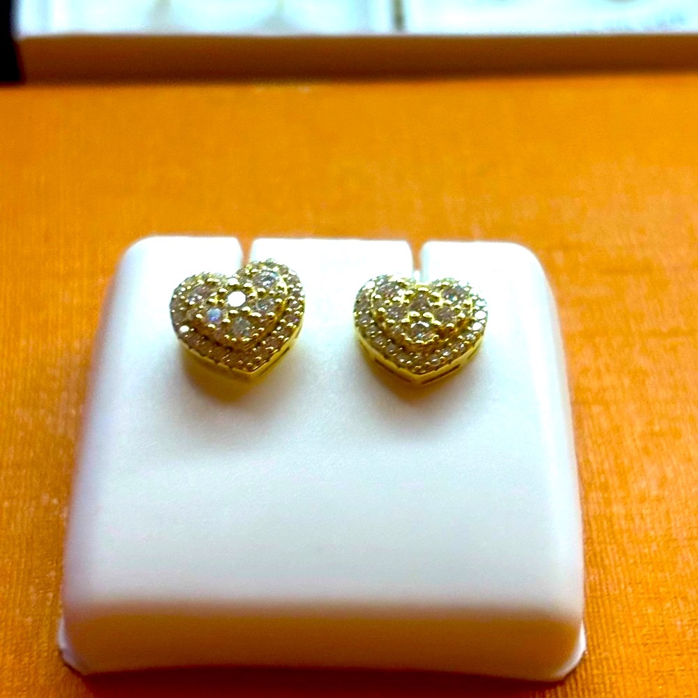 Gold Over Sterling Moissanite Vs.D Color Stud Earrings.  Made in Italy